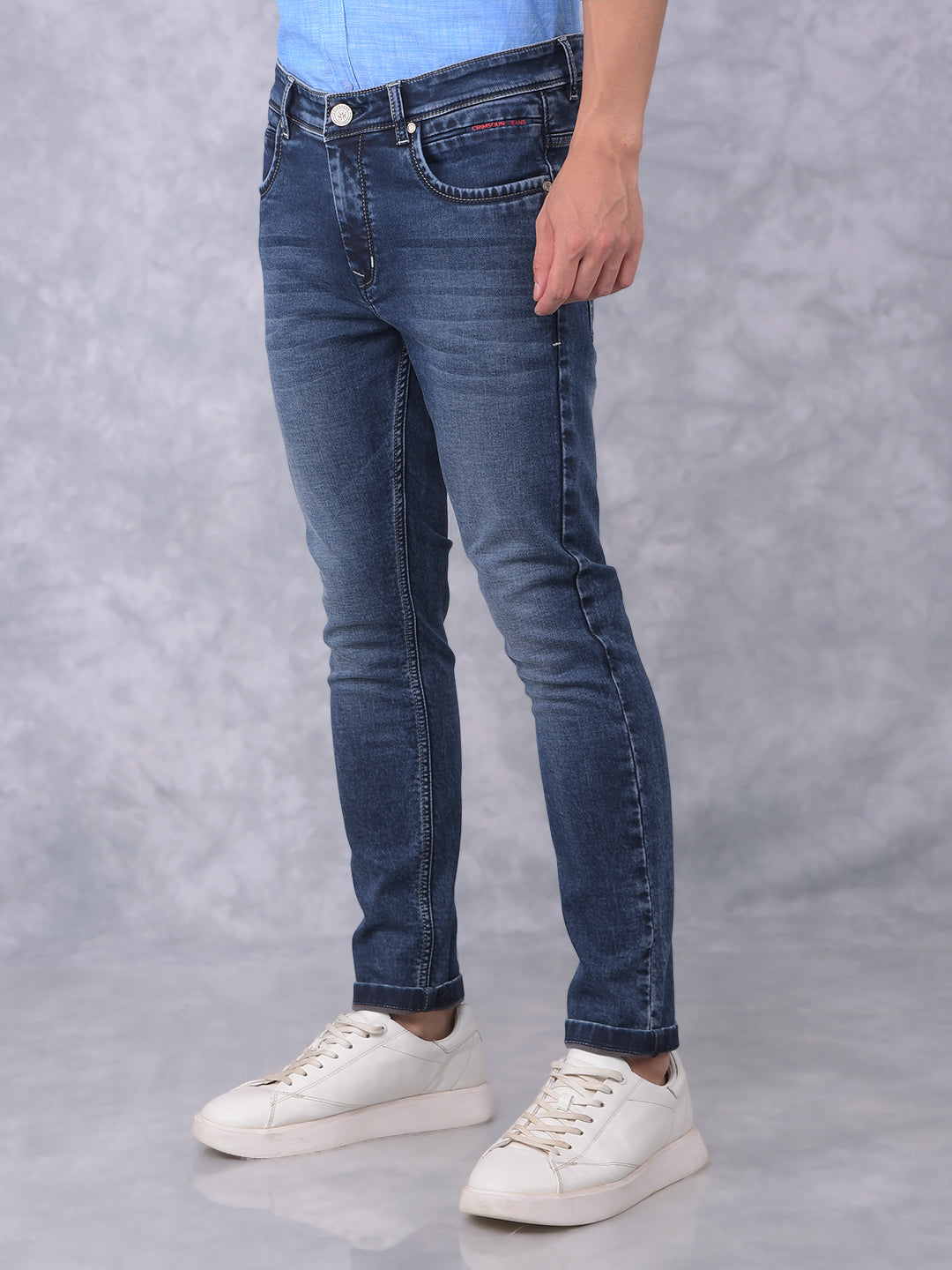 Blue Skinny Jeans-Men Jeans-Crimsoune Club