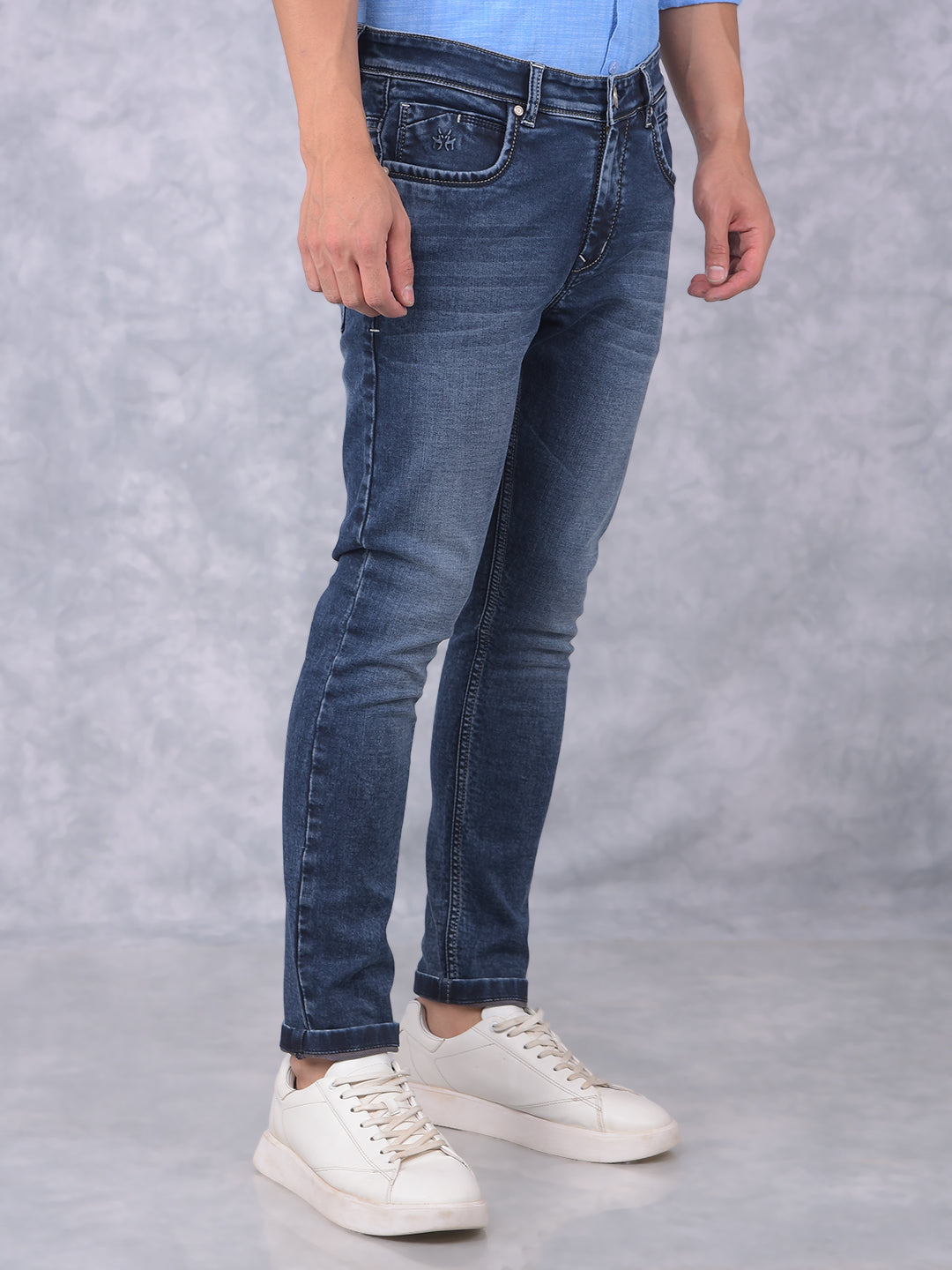 Blue Skinny Jeans-Men Jeans-Crimsoune Club