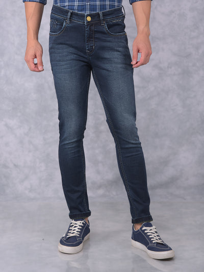 Navy Blue Skinny Jeans-Men Jeans-Crimsoune Club