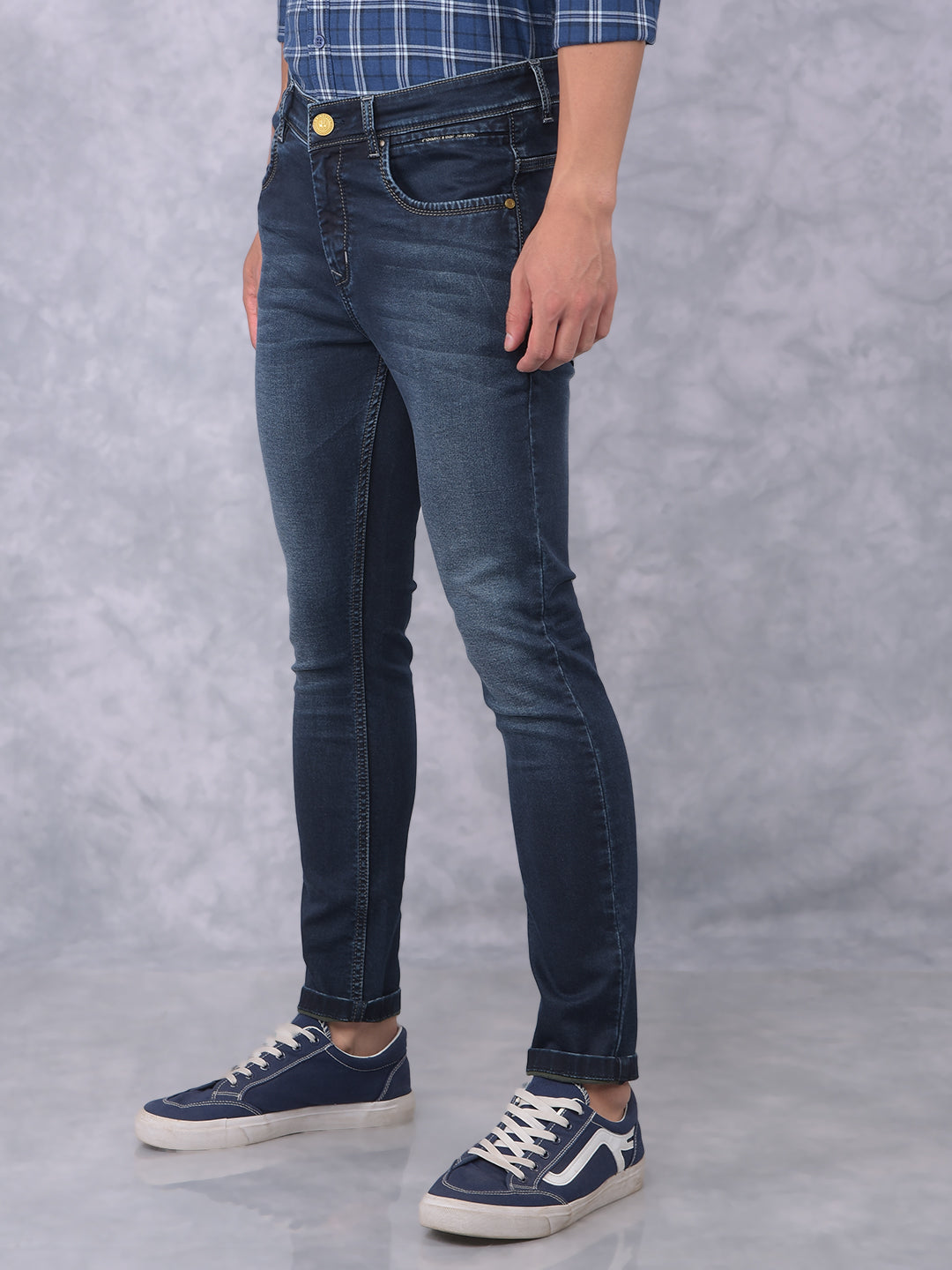 Navy Blue Skinny Jeans-Men Jeans-Crimsoune Club