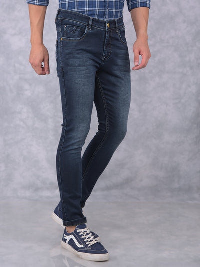 Navy Blue Skinny Jeans-Men Jeans-Crimsoune Club