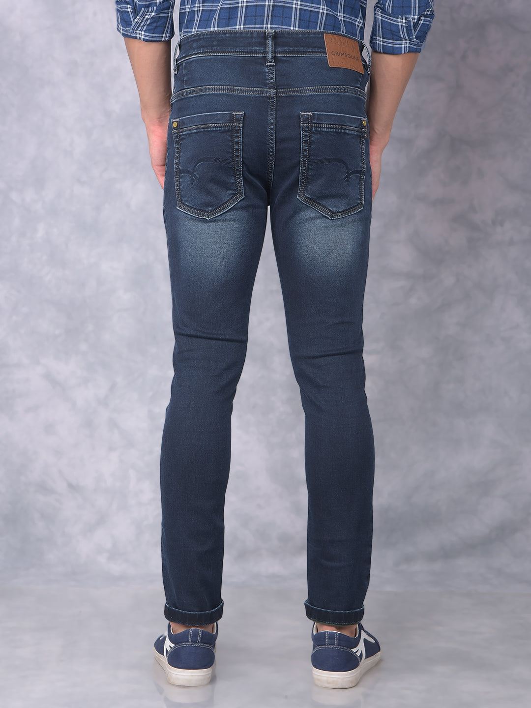 Navy Blue Skinny Jeans-Men Jeans-Crimsoune Club