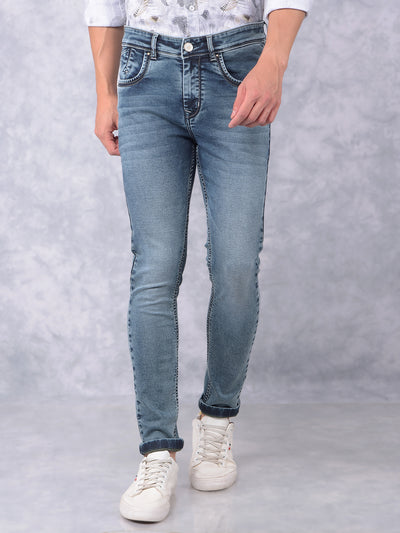 Blue Skinny Jeans-Men Jeans-Crimsoune Club