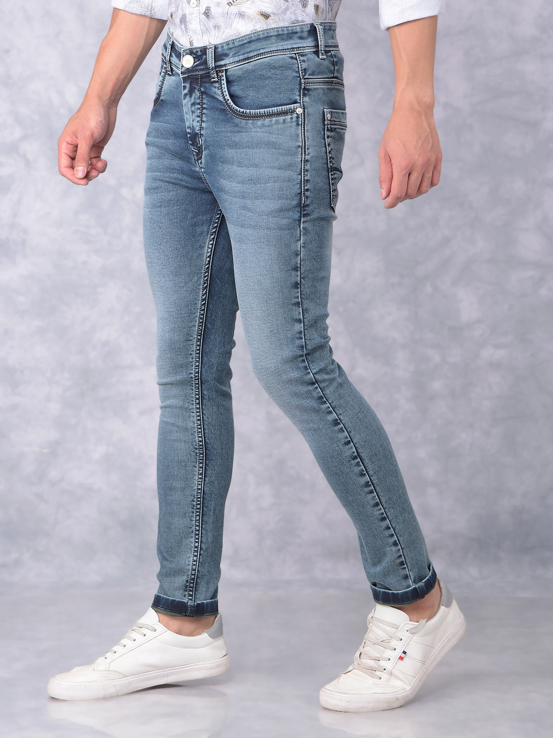 Blue Skinny Jeans-Men Jeans-Crimsoune Club