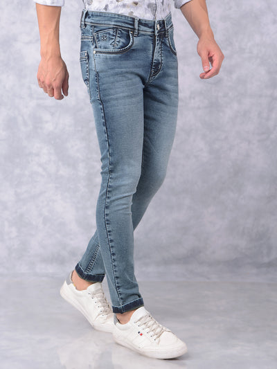 Blue Skinny Jeans-Men Jeans-Crimsoune Club