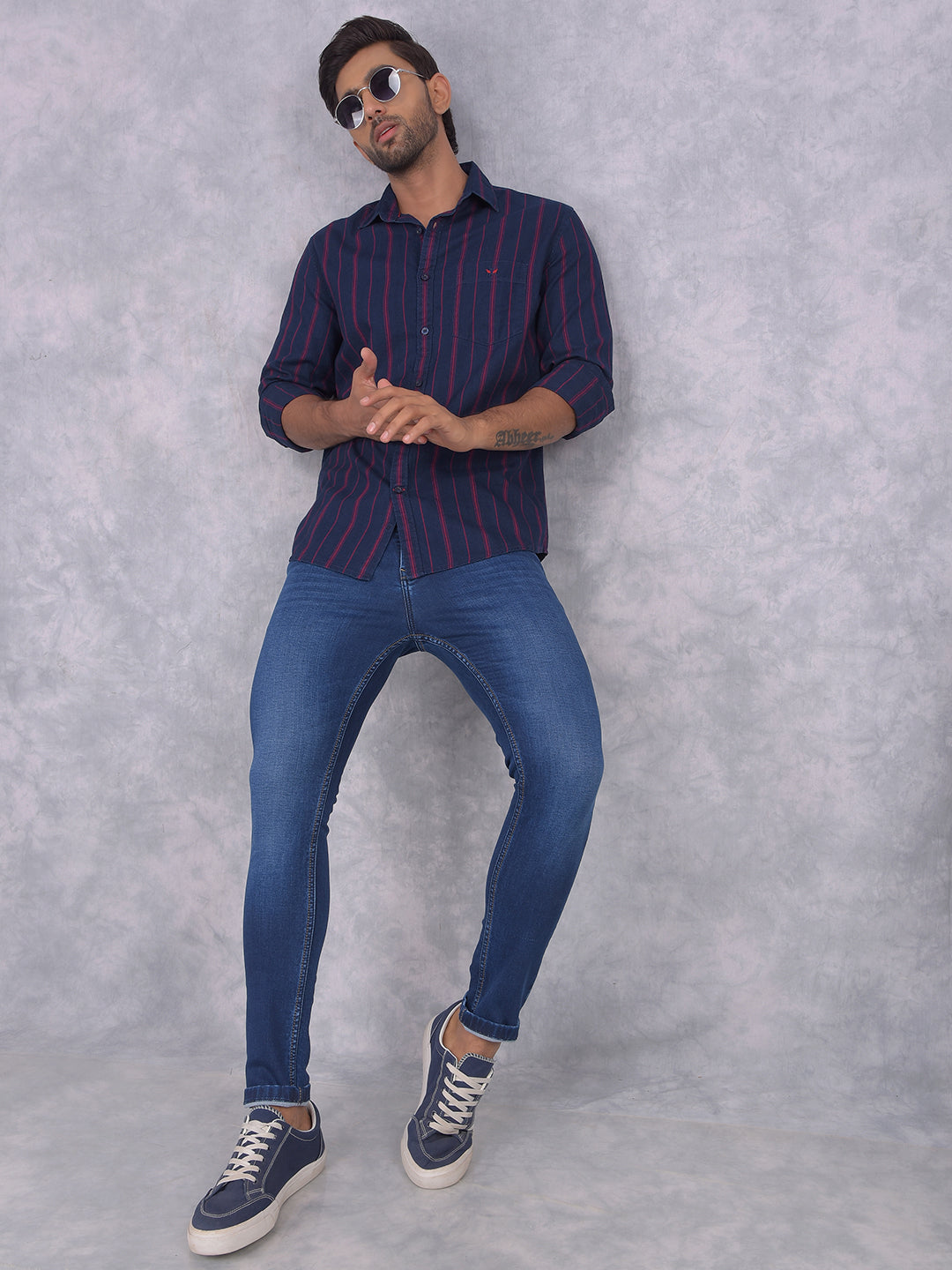 Blue Skinny Jeans-Men Jeans-Crimsoune Club