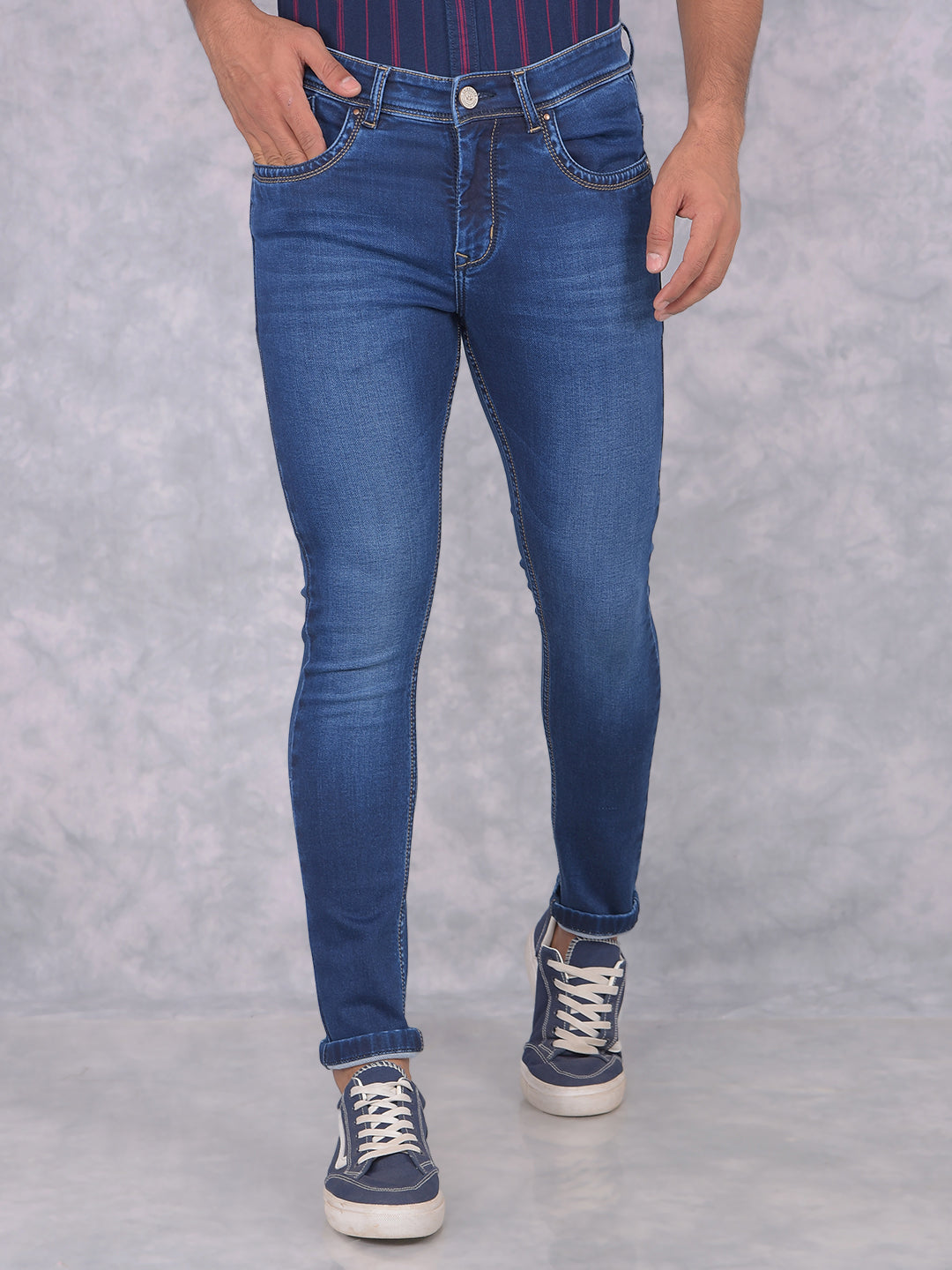 Blue Skinny Jeans-Men Jeans-Crimsoune Club