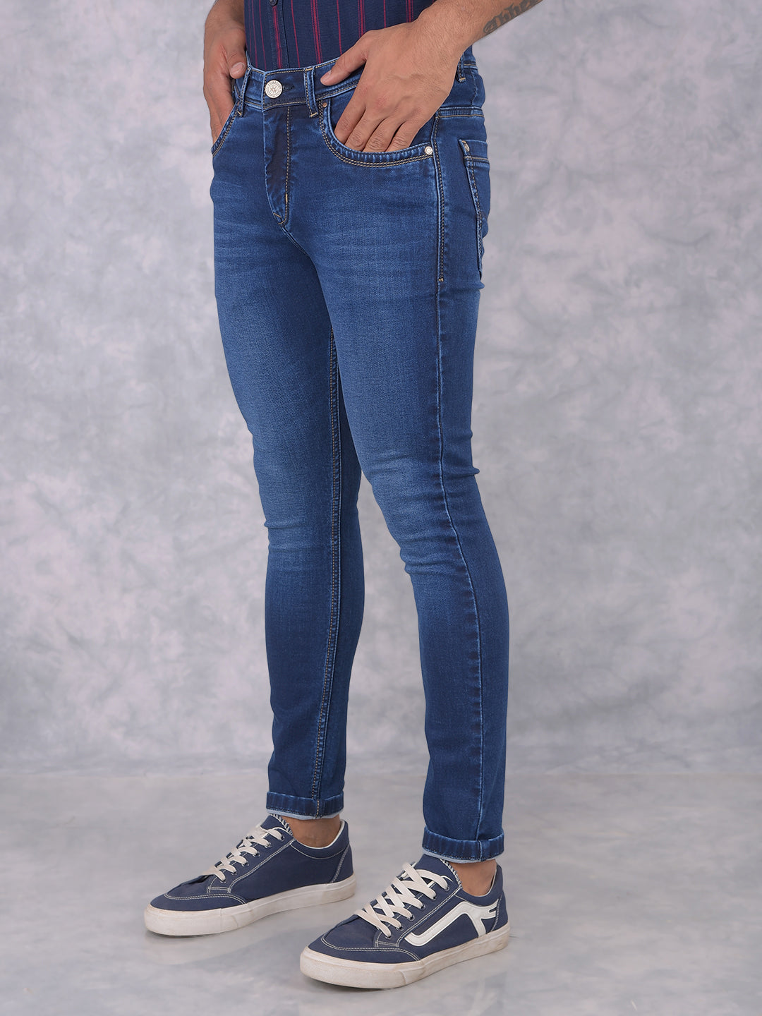 Blue Skinny Jeans-Men Jeans-Crimsoune Club