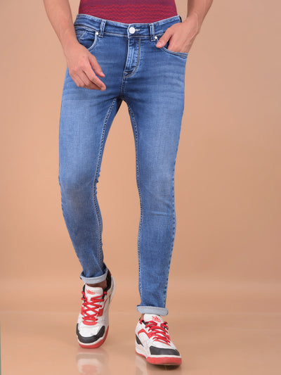 Blue Skinny Jeans-Men Jeans-Crimsoune Club