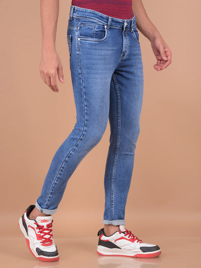 Blue Skinny Jeans-Men Jeans-Crimsoune Club