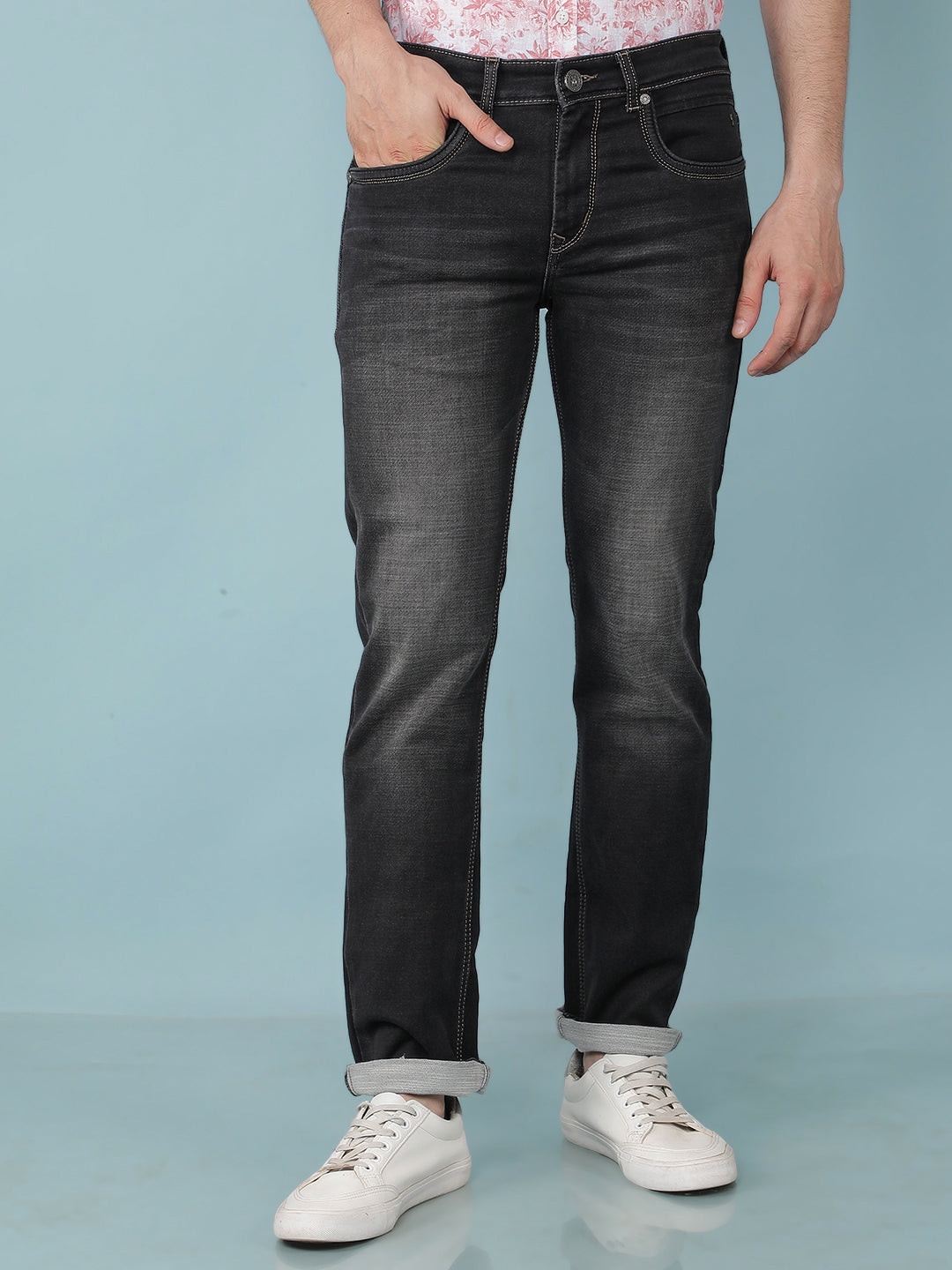 Black Straight Jeans-Men Jeans-Crimsoune Club