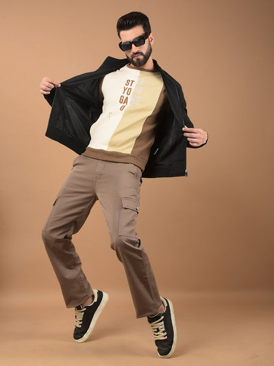 Khaki Cargo Jeans-Men Jeans-Crimsoune Club