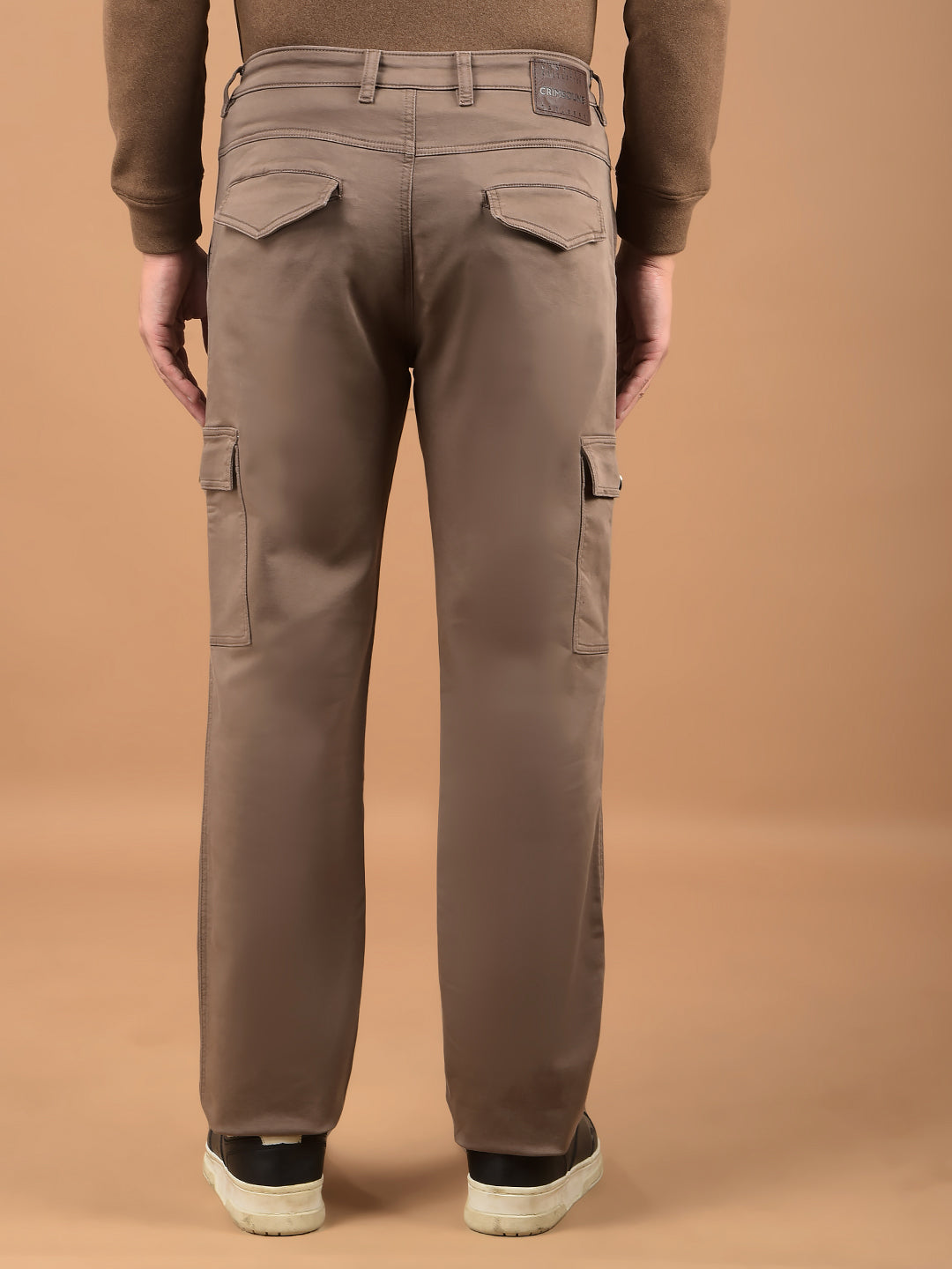 Khaki Cargo Jeans-Men Jeans-Crimsoune Club