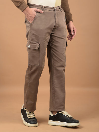 Khaki Cargo Jeans-Men Jeans-Crimsoune Club