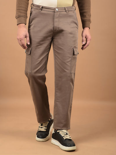 Khaki Cargo Jeans-Men Jeans-Crimsoune Club