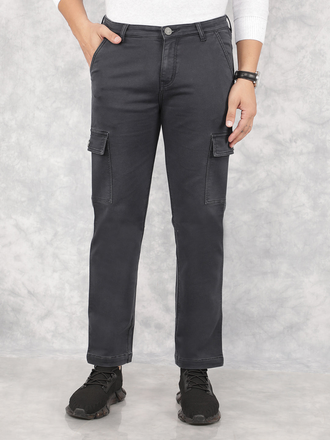 Grey Cargo Jeans-Men Jeans-Crimsoune Club