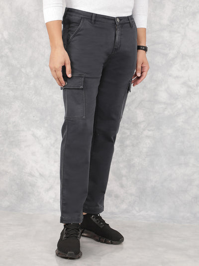 Grey Cargo Jeans-Men Jeans-Crimsoune Club