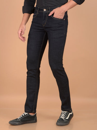 Navy Blue Jeans-Men Jeans-Crimsoune Club