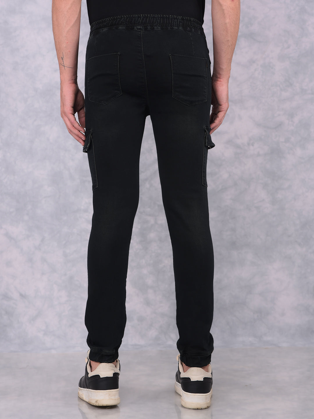 Black Cargo Joggers-Men Jeans-Crimsoune Club