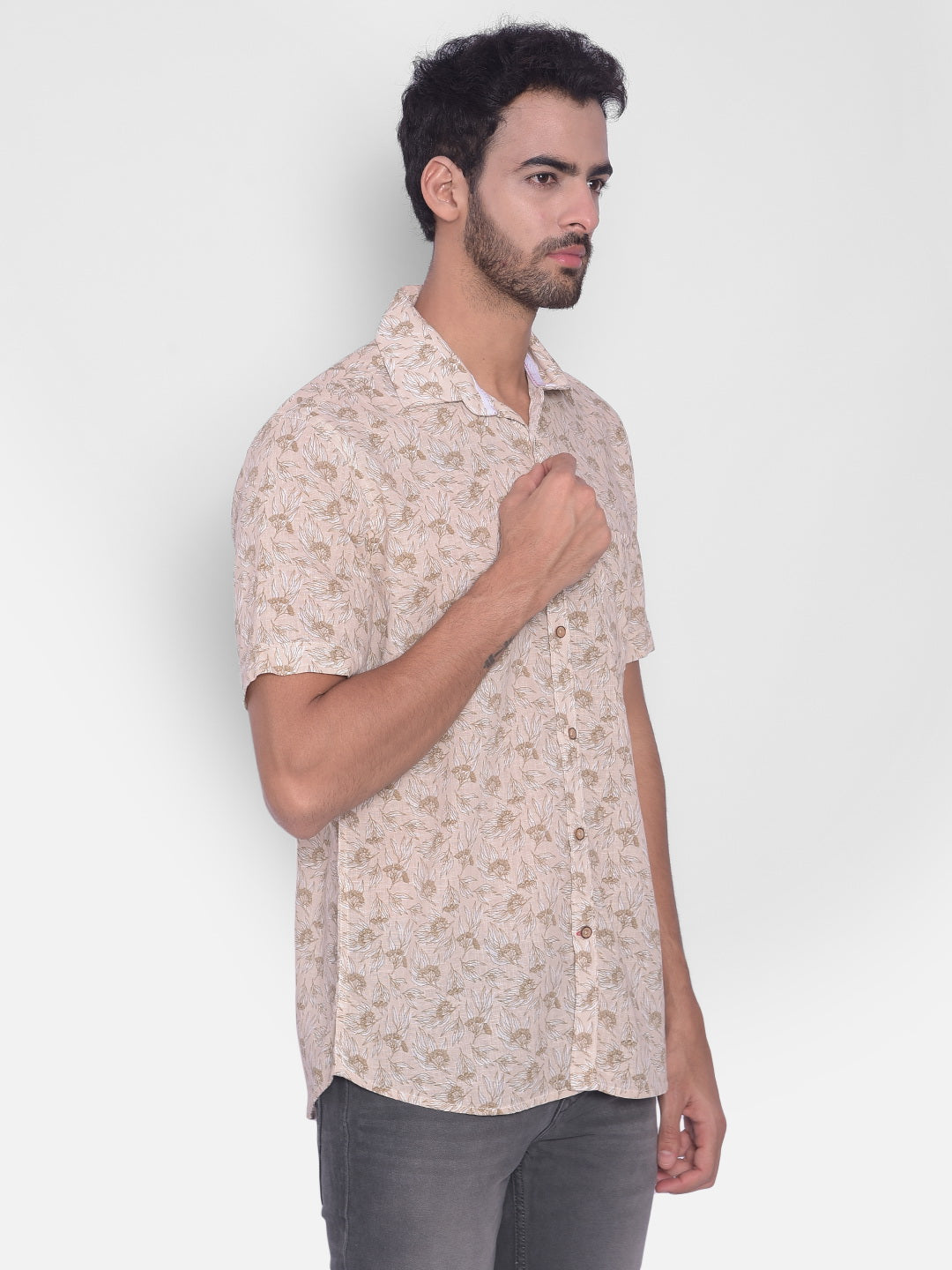 Brown Floral Shirt-Mens Shirts-Crimsoune Club