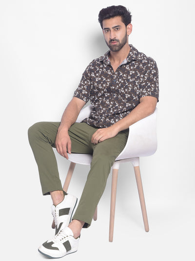 Brown Floral Shirt-Men Shirts-Crimsoune Club