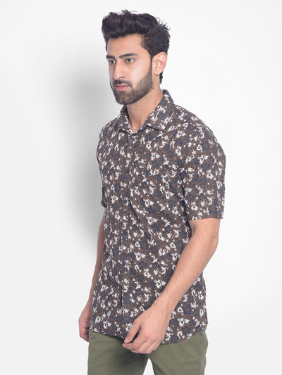 Brown Floral Shirt-Men Shirts-Crimsoune Club