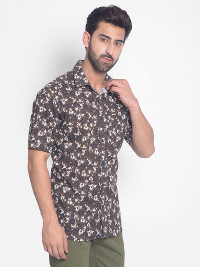 Brown Floral Shirt-Men Shirts-Crimsoune Club