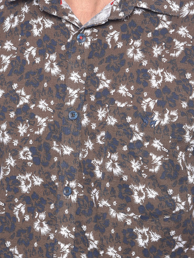 Brown Floral Shirt-Men Shirts-Crimsoune Club