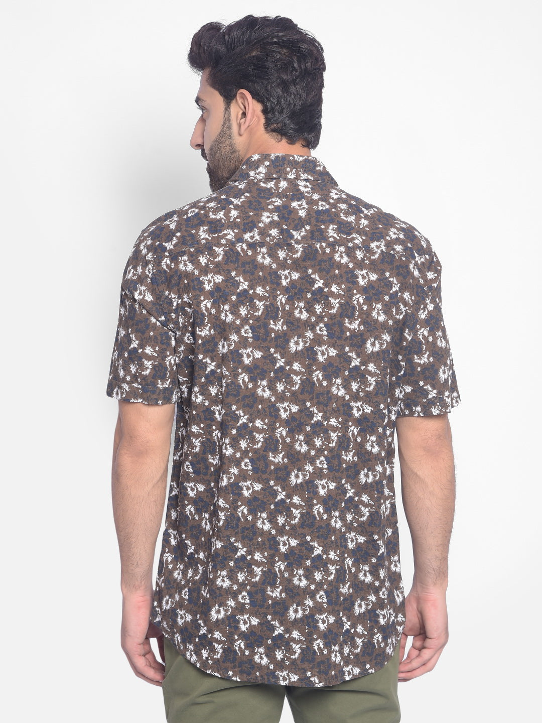 Brown Floral Shirt-Men Shirts-Crimsoune Club