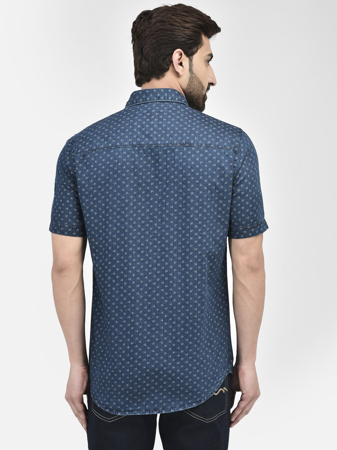 Navy Blue Printed Shirt-Men Shirts-Crimsoune Club