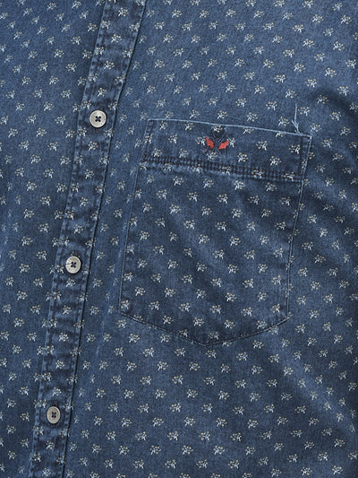 Navy Blue Printed Shirt-Men Shirts-Crimsoune Club