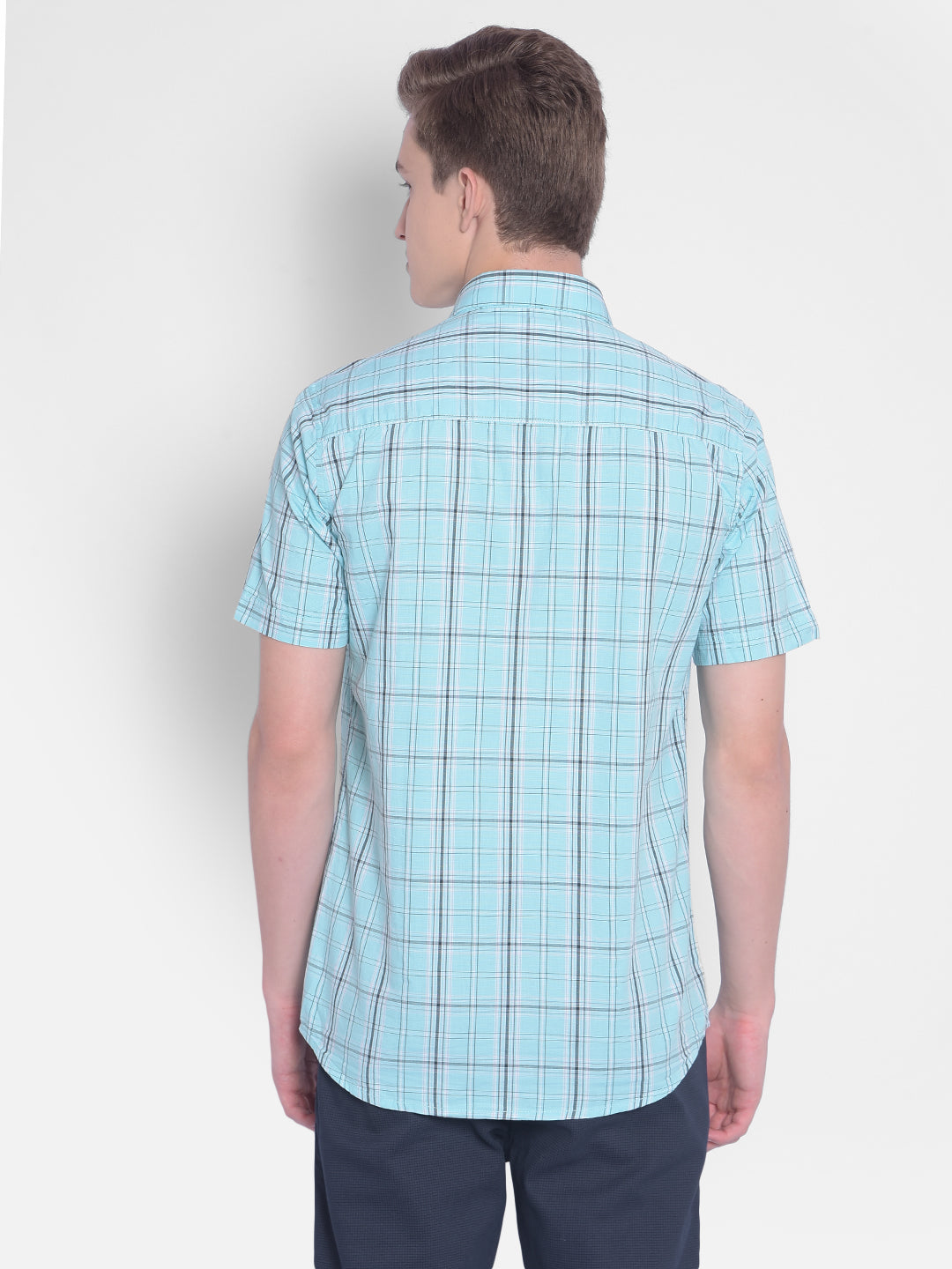 Blue Checked Shirt-Men Shirts-Crimsoune Club