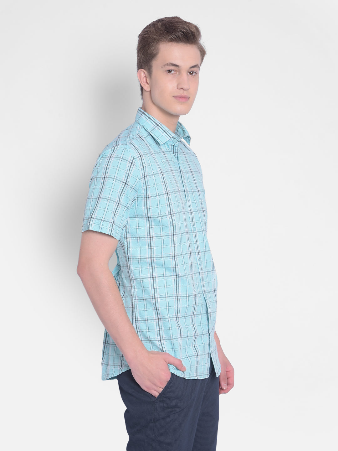 Blue Checked Shirt-Men Shirts-Crimsoune Club