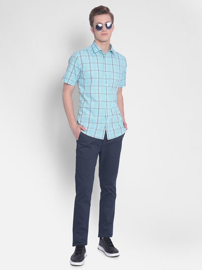 Blue Checked Shirt-Men Shirts-Crimsoune Club