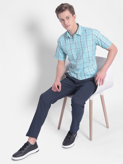 Blue Checked Shirt-Men Shirts-Crimsoune Club