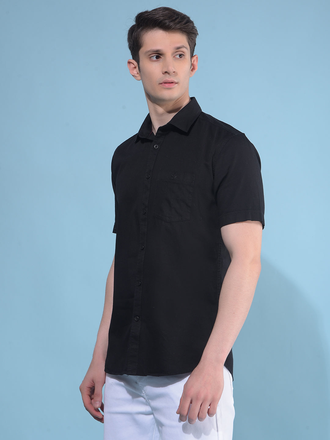 Black 100% Cotton Shirt-Men Shirts-Crimsoune Club