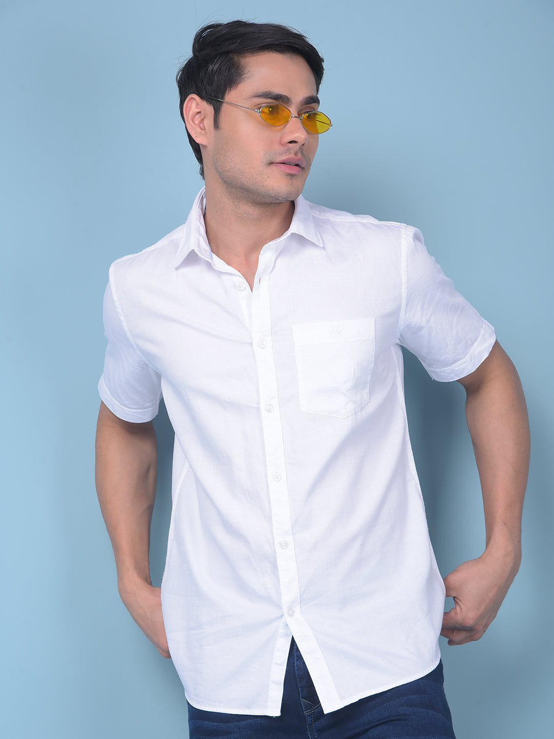 White 100% Cotton Shirt-Men Shirts-Crimsoune Club