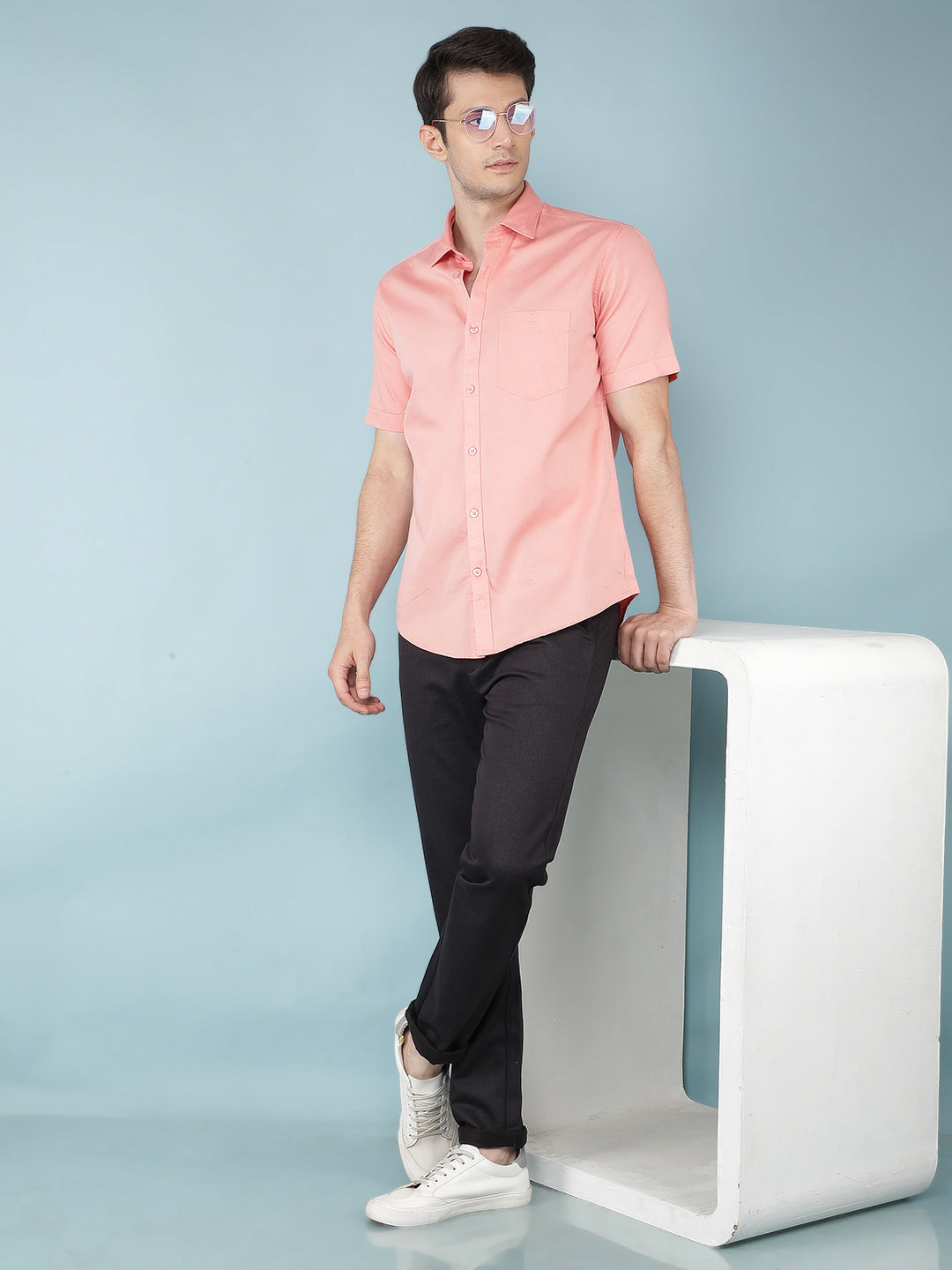 Peach 100% Cotton Shirt-Men Shirts-Crimsoune Club