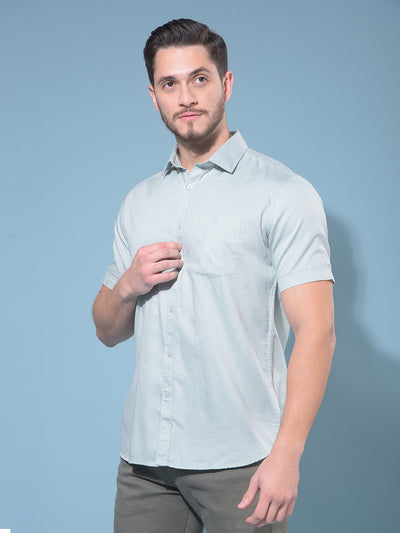 Green 100% Cotton Shirt-Men Shirts-Crimsoune Club