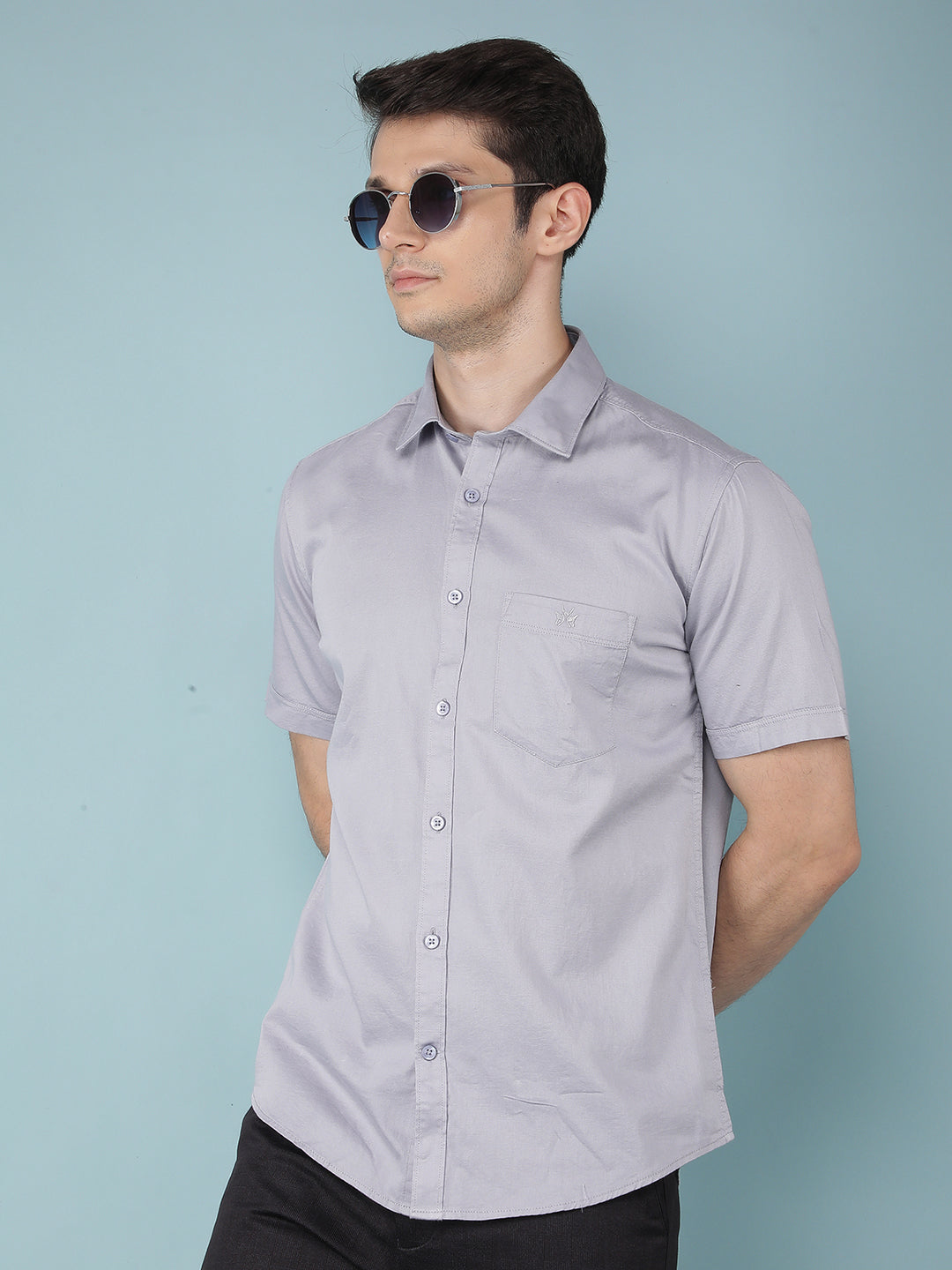 Grey 100% Cotton Shirt-Men Shirts-Crimsoune Club