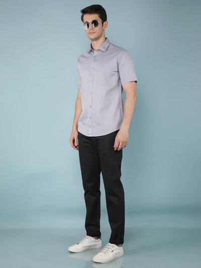 Grey 100% Cotton Shirt-Men Shirts-Crimsoune Club