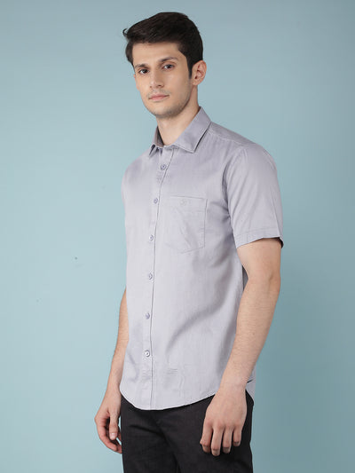 Grey 100% Cotton Shirt-Men Shirts-Crimsoune Club