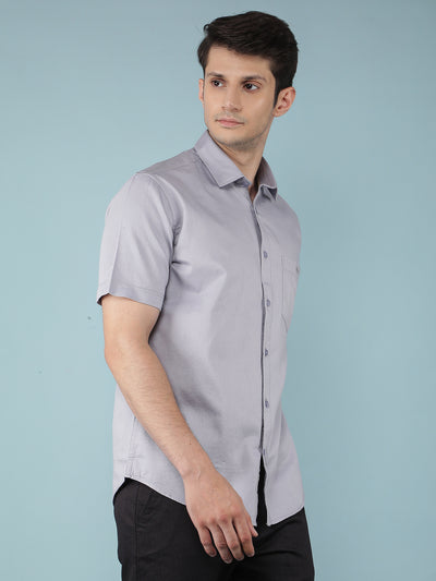 Grey 100% Cotton Shirt-Men Shirts-Crimsoune Club