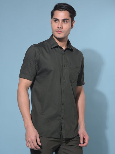 Green 100% Cotton Shirt-Men Shirts-Crimsoune Club