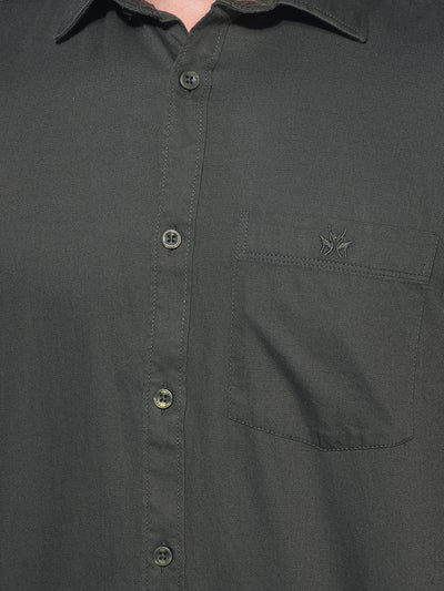 Green 100% Cotton Shirt-Men Shirts-Crimsoune Club