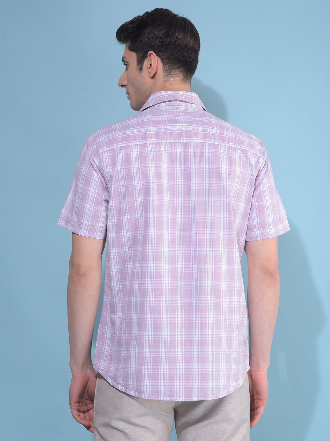 Purple Tartan Check 100% Cotton Shirt-Men Shirts-Crimsoune Club