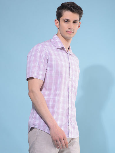 Purple Tartan Check 100% Cotton Shirt-Men Shirts-Crimsoune Club