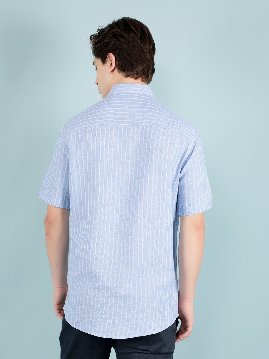 Blue Verticle Striped Shirt-Men Shirts-Crimsoune Club