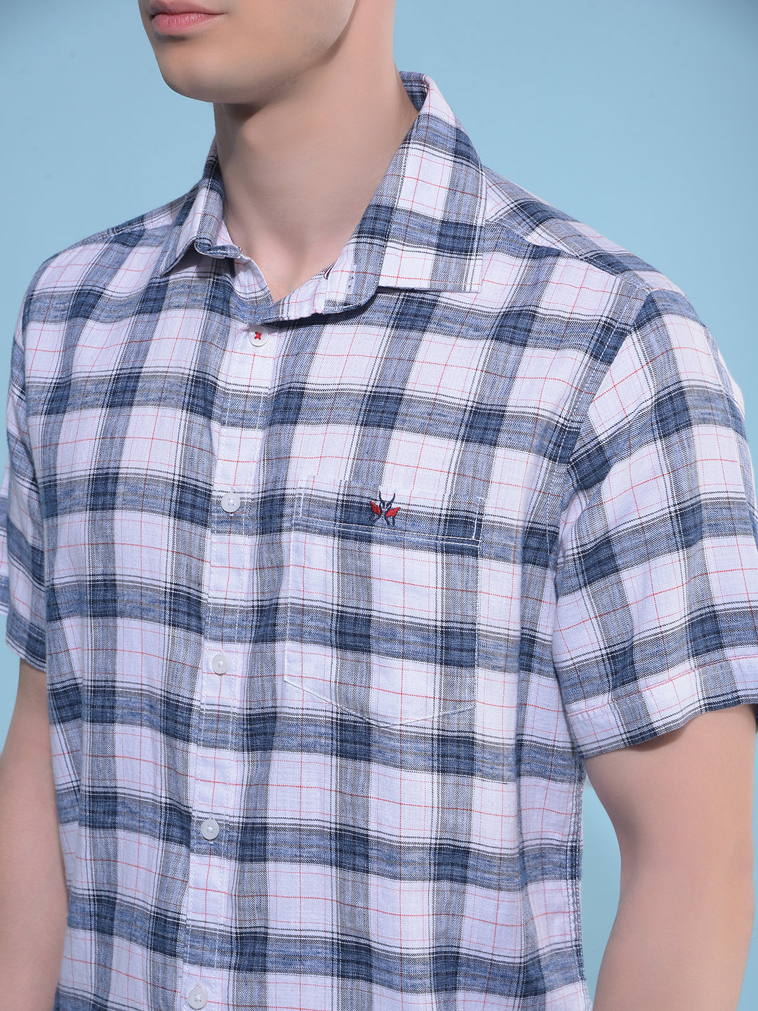 Blue Tartan Check Cotton Shirt-Men Shirts-Crimsoune Club