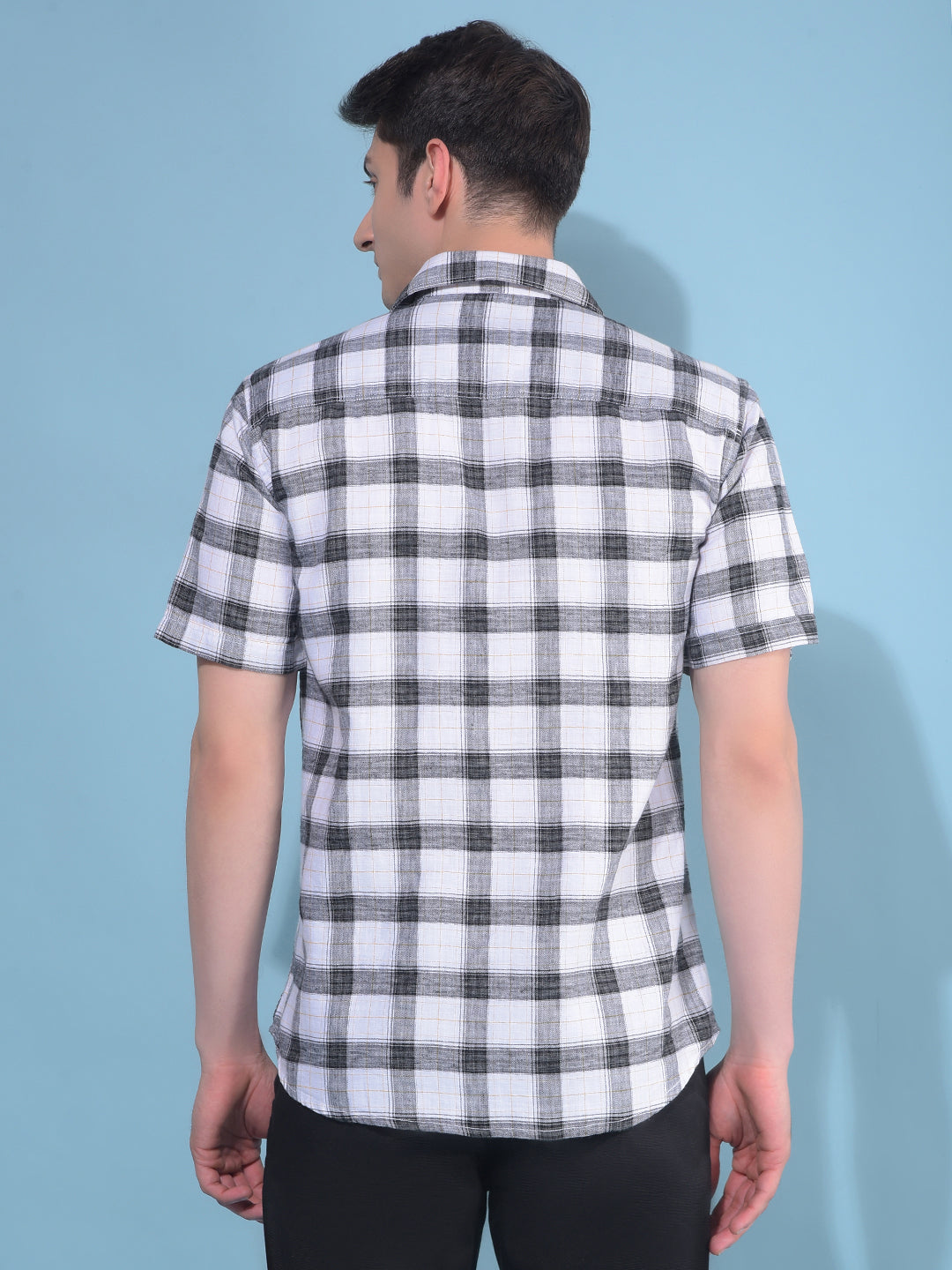 Black Tartan Check Cotton Shirt-Men Shirts-Crimsoune Club